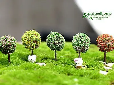 10 Mixed Color Mini Trees 35mm for Miniature Fairy Garden Dollhouse Plant Pot