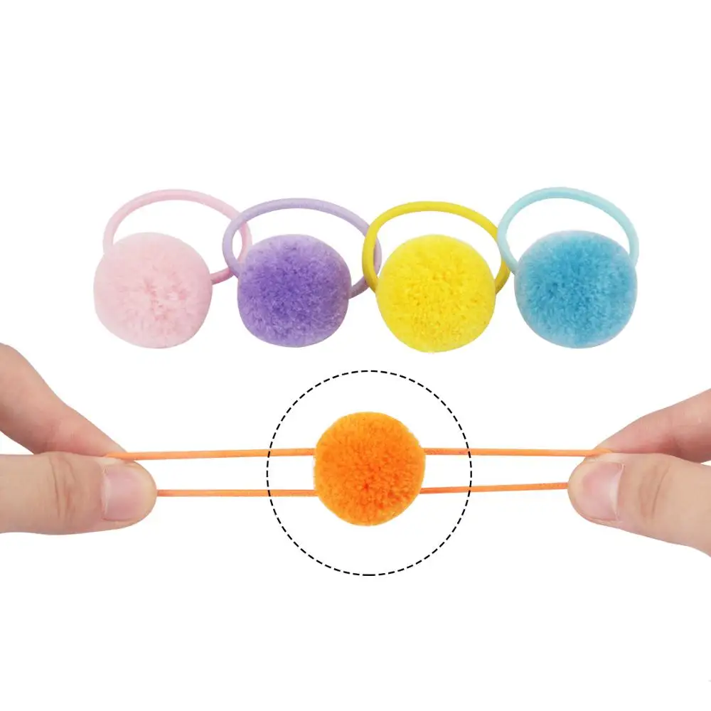 1 Pairs Pompoms Rubber Bands Hair Ties Ponytail Holders for Baby Girls Kids Elastic Bands Hair Ring Rope Hair Accessories 2022