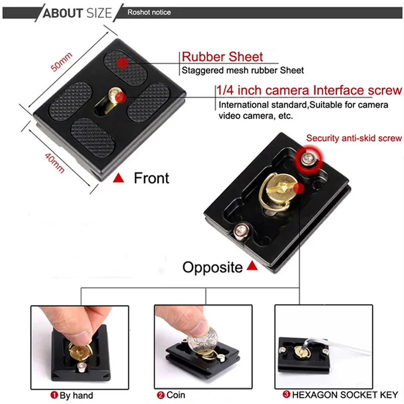 QZSD Q06 전문 카메라 삼각대 360 도 볼 헤드, 퀵 릴리스 플레이트 1/4 "나사 3/8" 카메라 삼각대 용 나사 너트