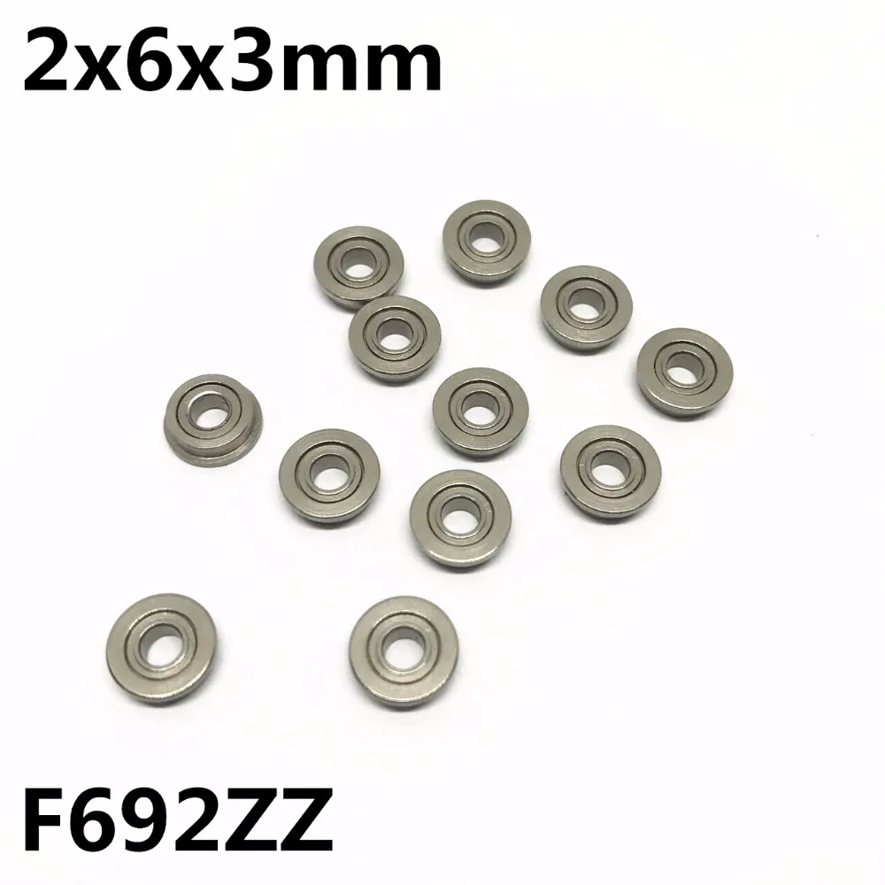 10Pcs F692ZZ 2x6x3 mm Flange Bearings Deep Groove Ball Bearing High Quality F692Z F692