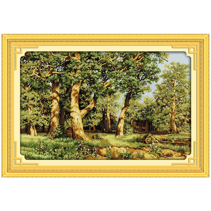 Oak Forest Patterns Counted Cross Stitch Set DIY 11CT 14CT 16CT Stamped DMC Cross-stitch Kit Embroidery Needlework Home Decor