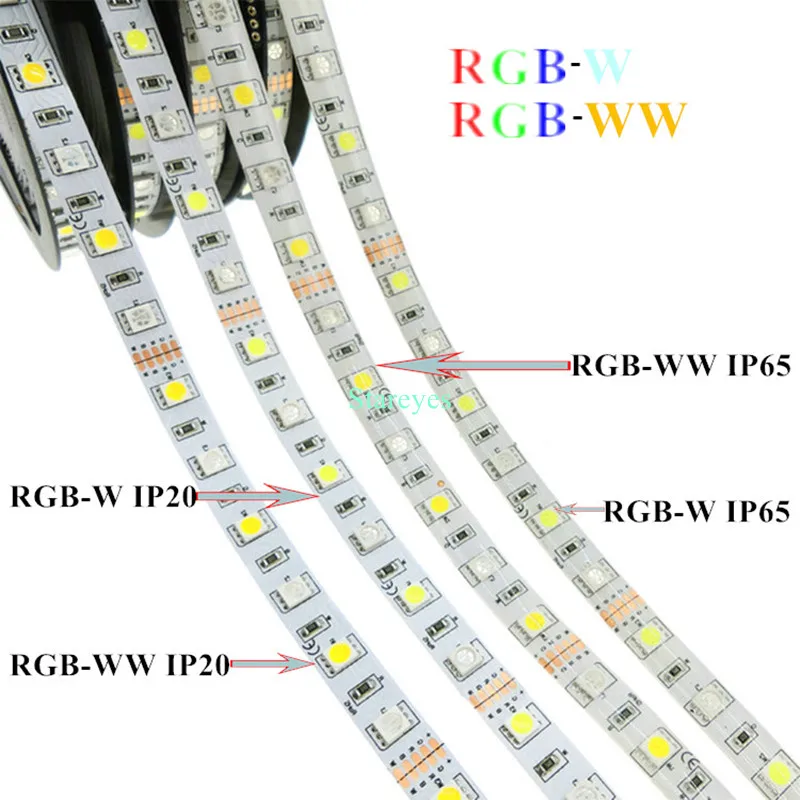 1 Set 5m 10m SMD 5050 RGBW RGBWW IP20 IP65 Waterproof LED Ribbon RGB W LED Strip light +40 key Remote Controller +3A/6A Adapter