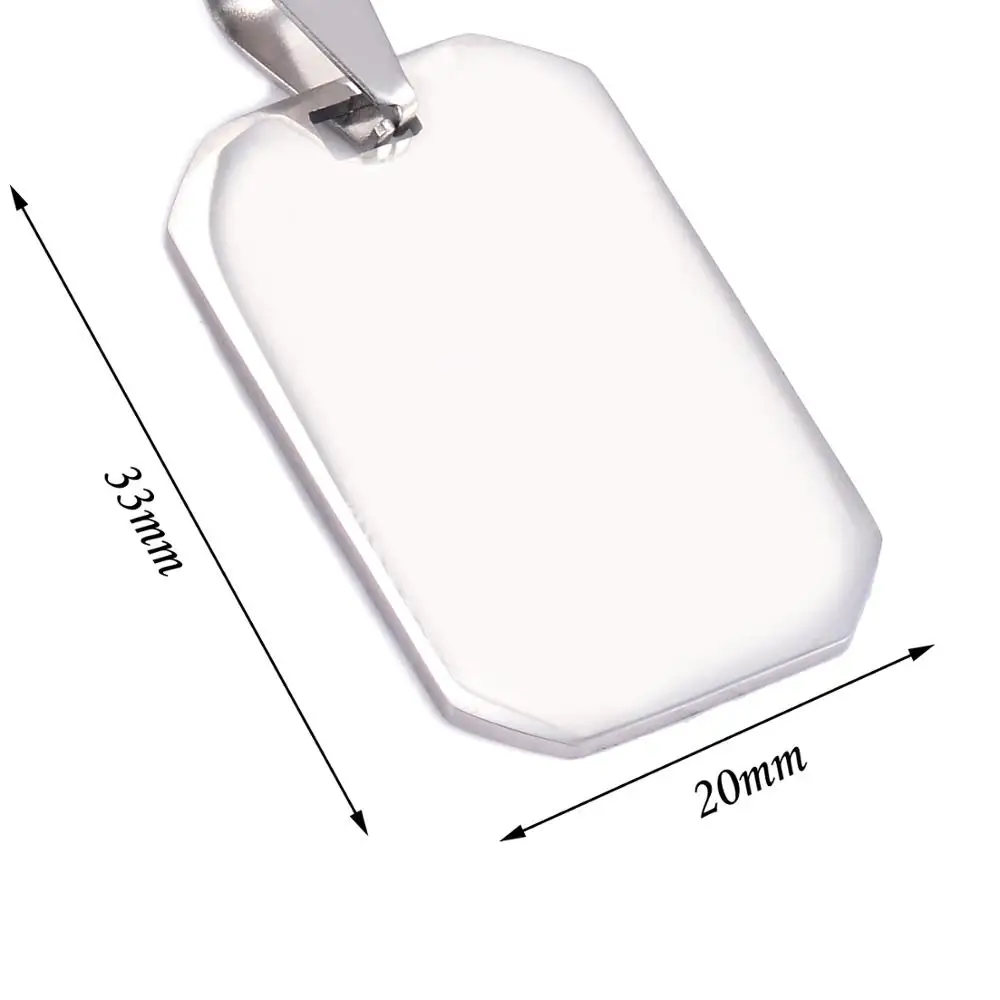 10 Pcs Wholesale 33x20 Rectangle Unisex Stainless Steel Stamping Blank ID Dog Tags Pendant Necklace Jewelry Makings