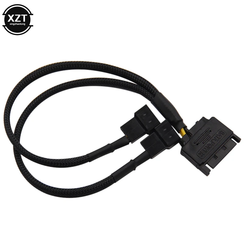 SATA 15Pin to 1 2 * 3Pin / 4Pin Computer Cooling Fan Splitter Hub Converter Adapter PWM Temperature Power Cable