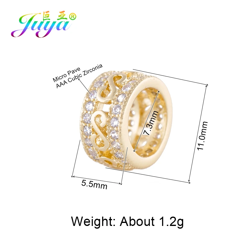 Beading Jewelry Findings Pave Zircon Big Hole Infinity Metal Charm Beads Accessories For Women Men Natural Stones Jewelry Making
