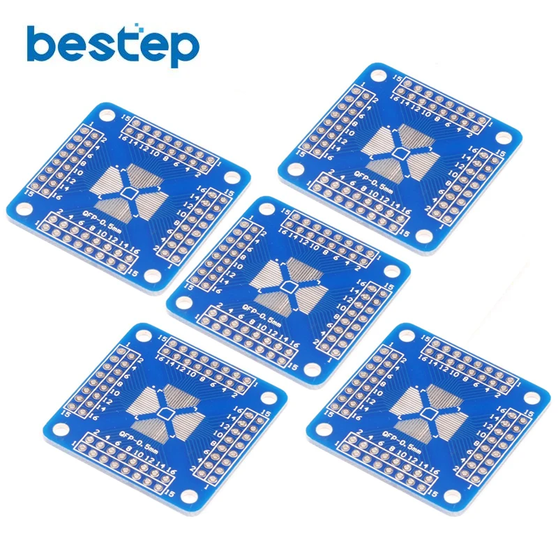 5PCS QFP32/44/64 Pinboard SMD to DIP 0.5mm 0.8mm Pin Pitch Adapter Adaptor Converter