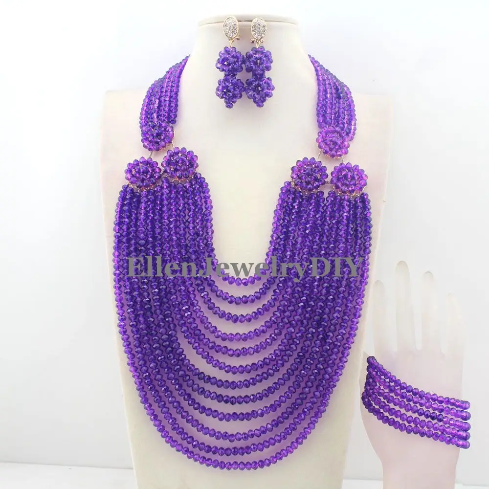 Amazing African Beads Jewelry Set For Women Gift Jewelry Necklace Set Crystal Beads Fashion Free Shipping  W11948