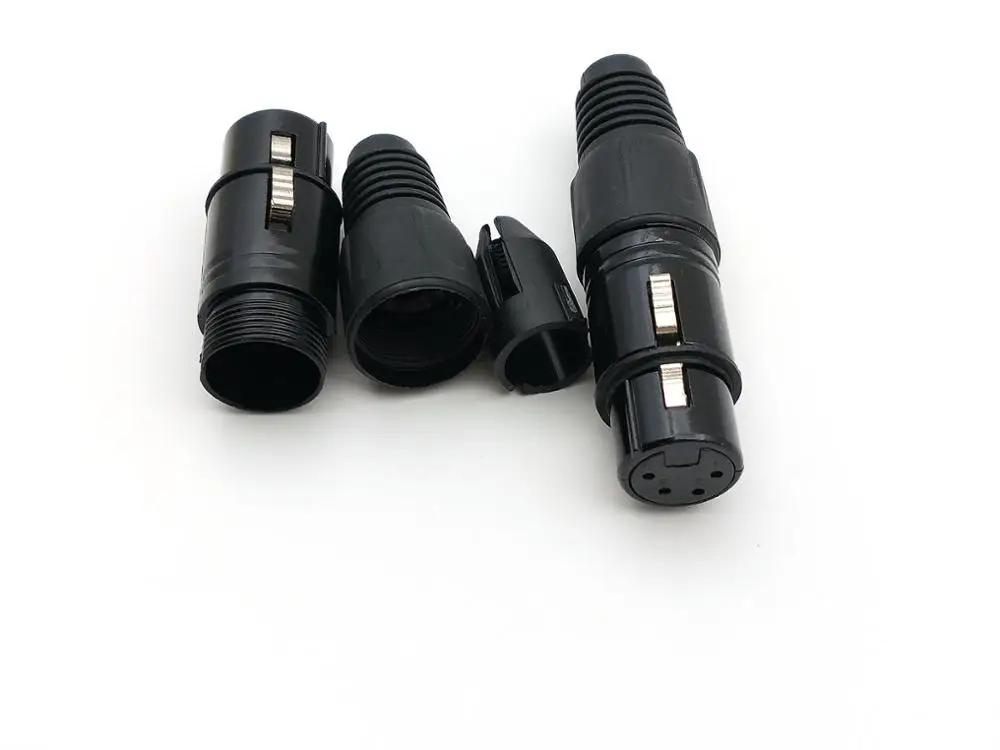 10PCS schwarz 4 pin FEMALE XLR stecker adapter