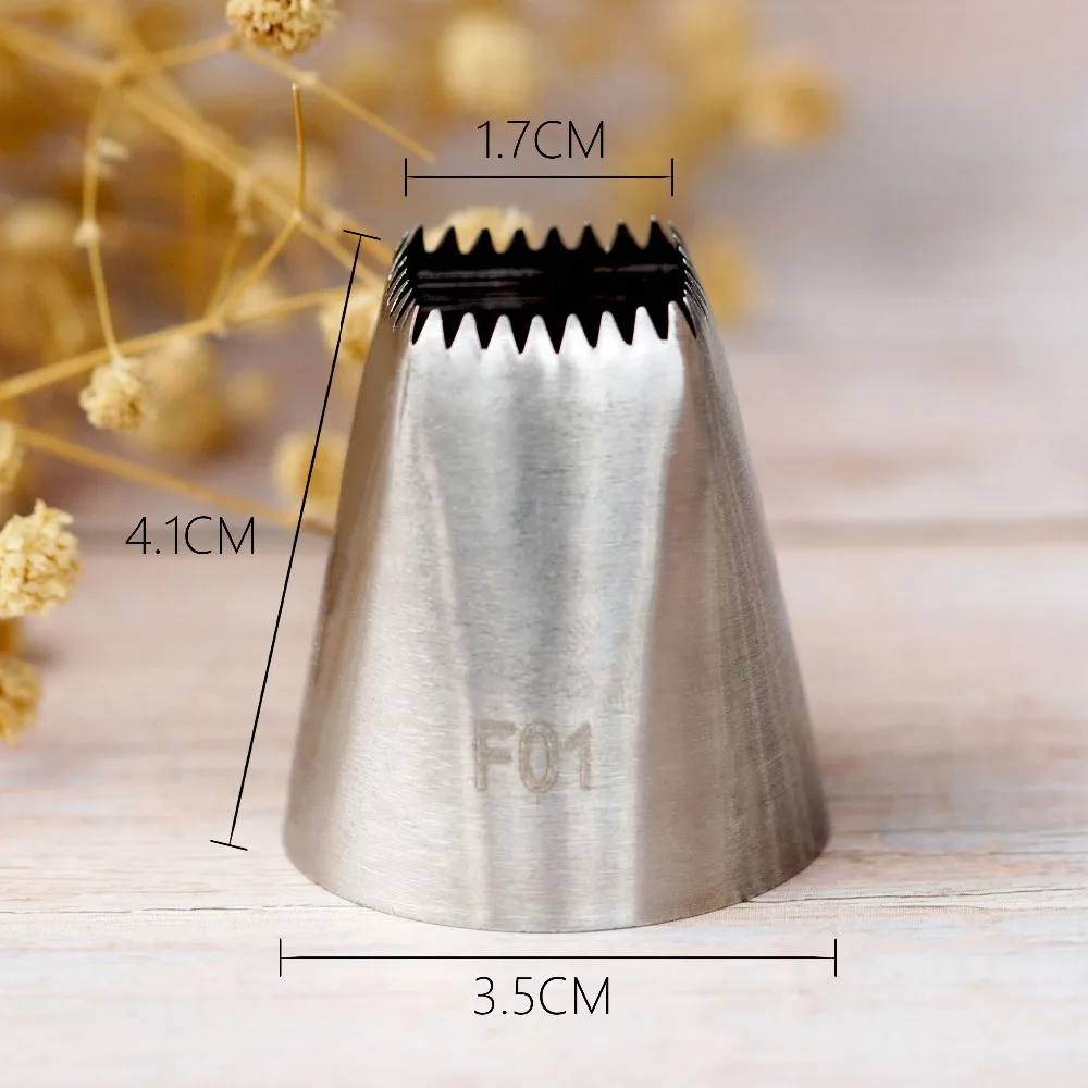 

#F01 Large Size Square Shape Piping Nozzle Cake Cream Decoration Stainless Steel Icing Tips Cupcake Pastry Tools