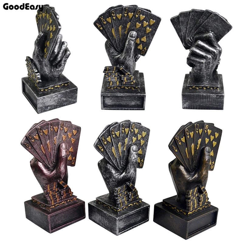 Casino Metal Poker Card Tournament Winner Finger Trophy Cup Poker Trophy Poker Game Souvenirs Winner Award Prize Home Decoration