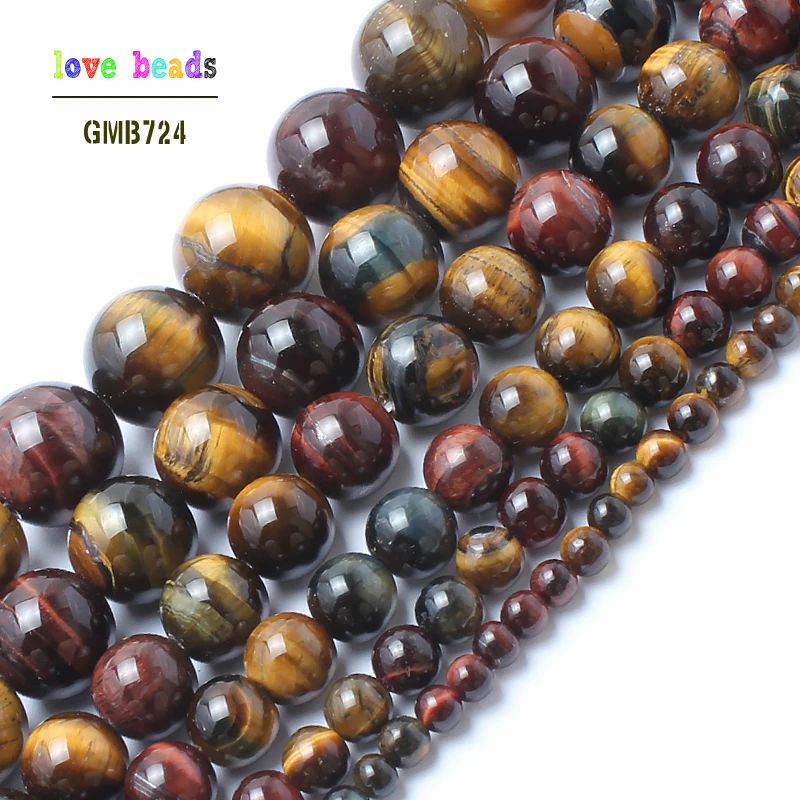 Natural Stone Beads 15.5inches Multicolor Tiger Eye Stone Beads For Jewelry Making Pick Size 4/6/8/10/12/14mm