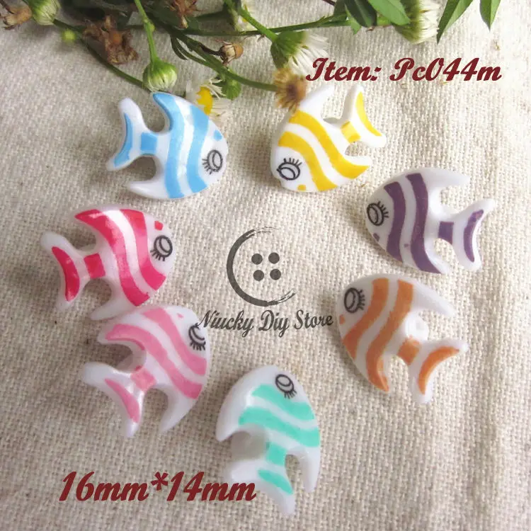 120pcs mixed color fish plastic animal button for craft  material para artesanato sewing accessories wholesale