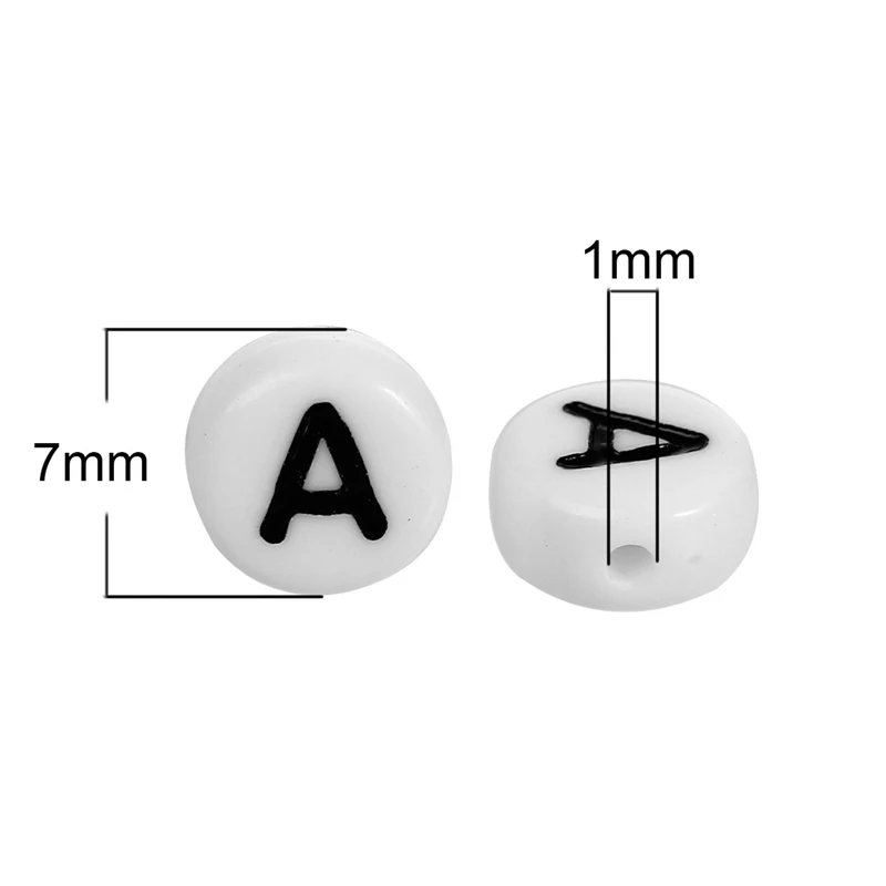 DoreenBeads 500Pcs Flat Round Handmade Spacer Beads Acrylic Alphabet/Letter "A-Z"  Jewelry Bracelet DIY Making Material Bead 7mm