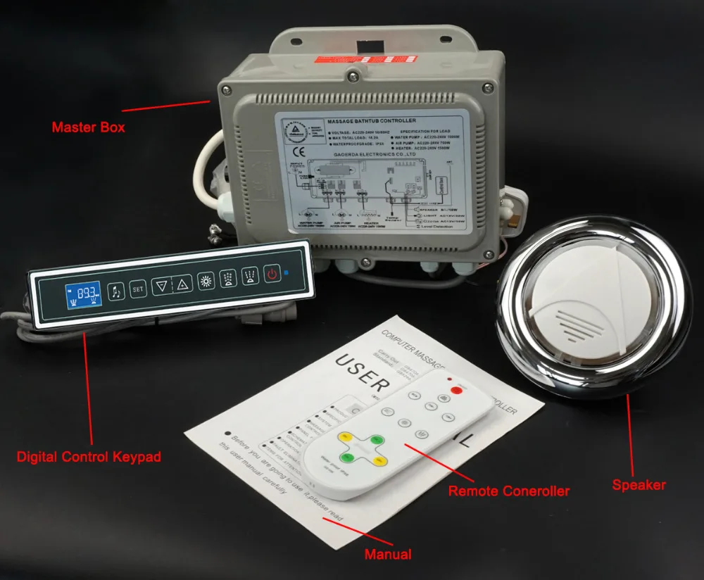 Massage bathtub control system, whirlpool controller keyboard 220V option GD-7001A (GD-7001A panel is white.)