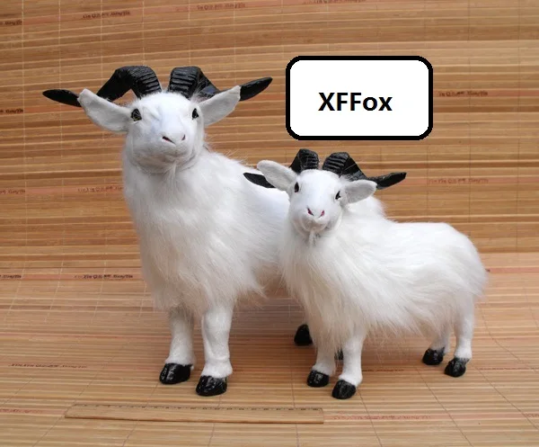 

a pair of simulation white sheep models polyethylene&furs real life goat dolls gift about 24-33cm xf2097