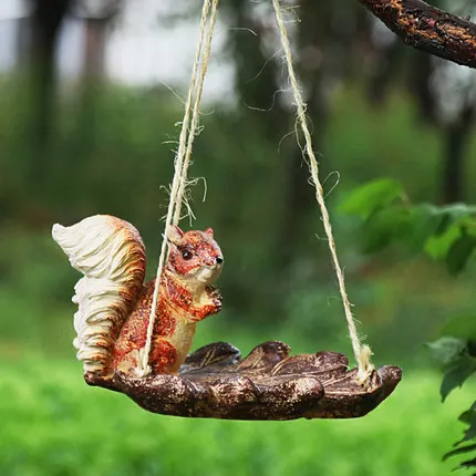 Creative pendant simulation squirrel feeder, fruit tray, garden garden decoration, snack dish, pendant, animal. free shipping