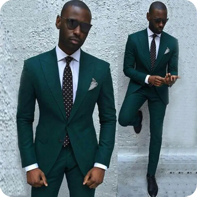 

2019 Army Hunter Green Men Suits For Wedding Suits Bridegroom Groom Prom Blazer Slim Fit Casual Custom Tuxedo Terno Traje Hombre