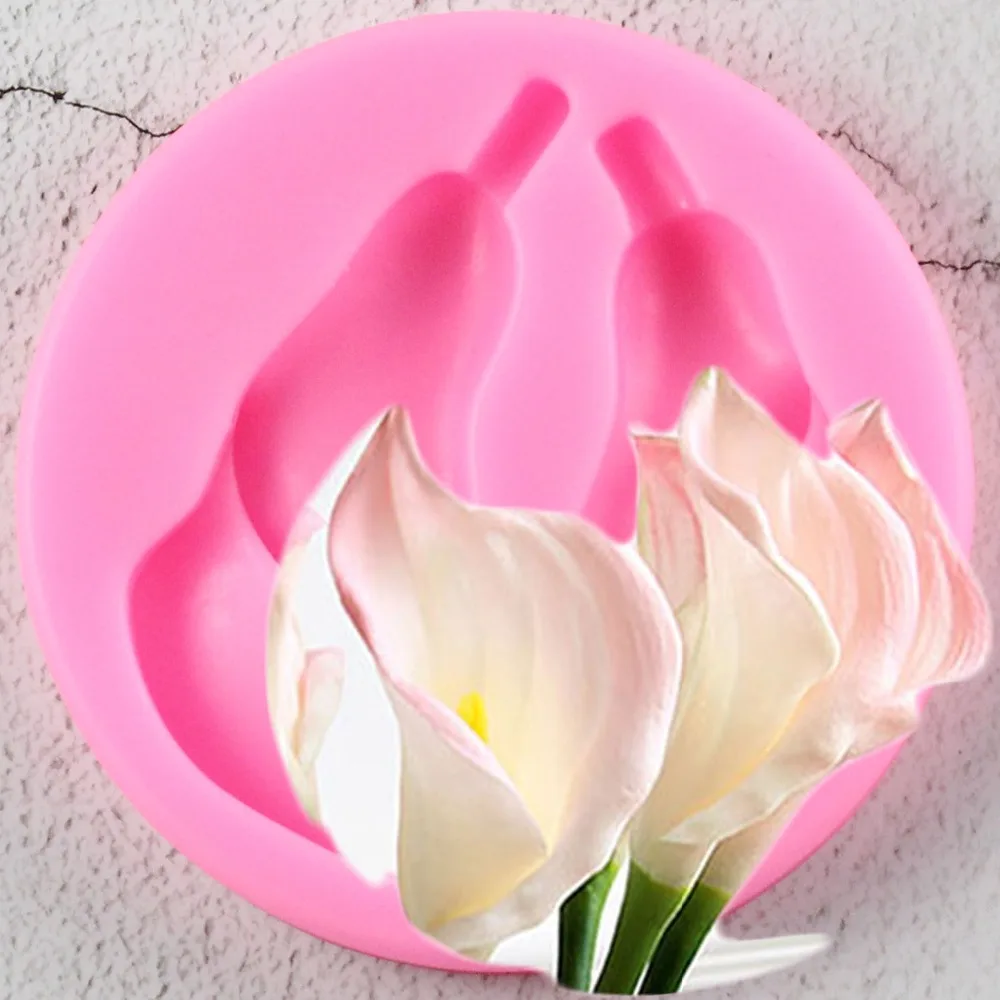 1 PC Calla Fiori di Giglio A Forma di Silicone Del Fondente Della Muffa Mestiere di Cioccolato di Cottura Della Muffa Della Torta Che Decora Gli