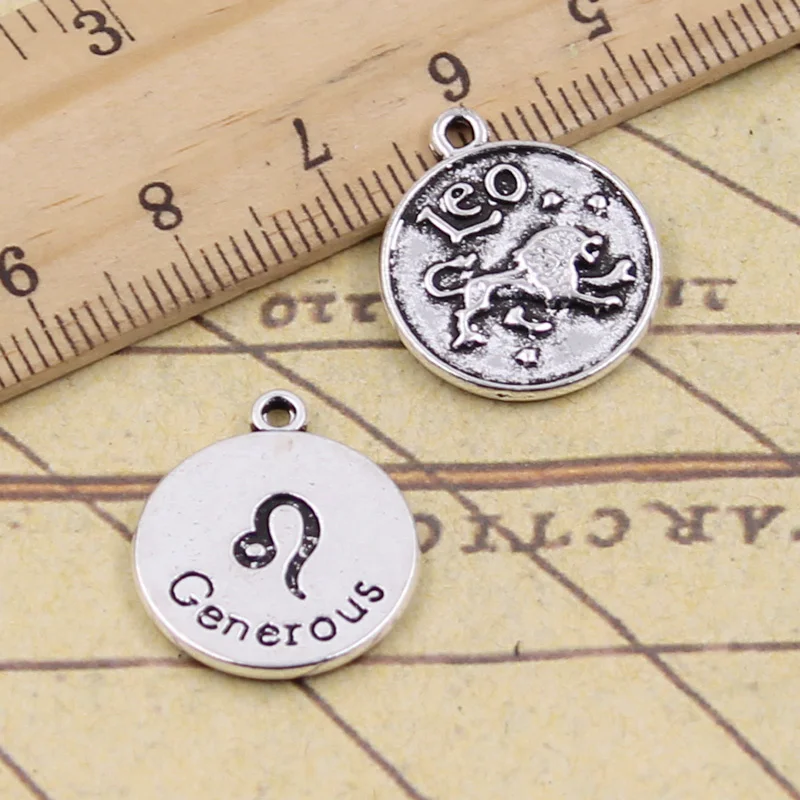 15pcs Charms Zodiac Leo Generous 20x17mm Tibetan Pendants Crafts Making Findings Antique Jewelry DIY For Necklace