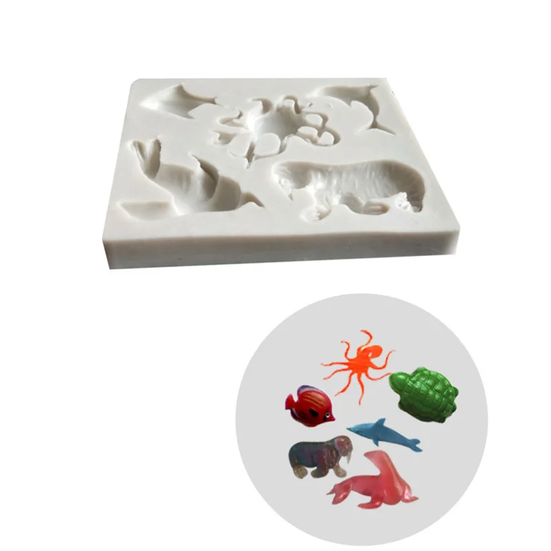 

Dolphin octopus sea lion Fondant chocolate mould Marine animal silicone mold for cake decorating tools