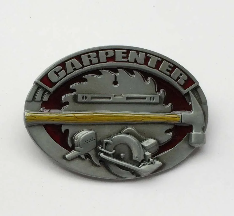 Carpenter tools men's belt buckles Oval metal cowboy Belt suitable for 4cm wideth belt with continous stock