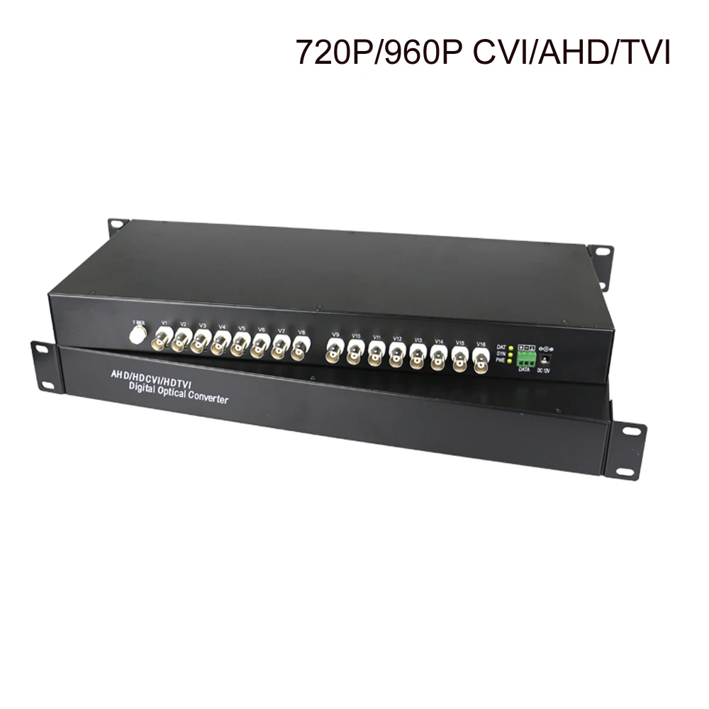 

High Quality HD CVI/AHD/TVI 16CH Video Fiber Optical Converters + Data Transmitter Receiver -For 720P 960P AHD CVI TVI HD CCTV