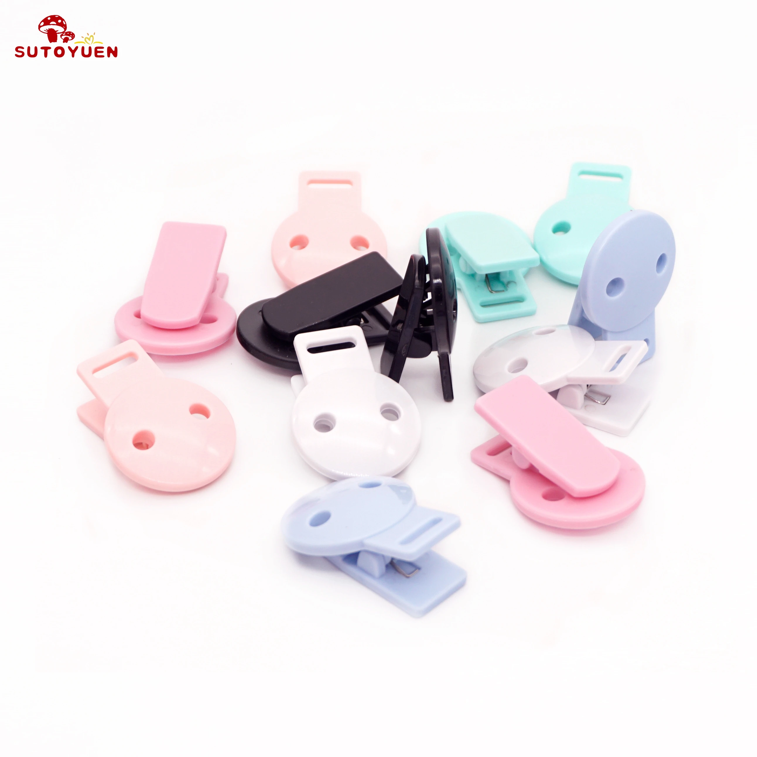 10pcs Plastic Material Clips Round Head Baby DIY Pacifier Clips Holder Chain Accessories Infant Soother Safety Suspender Clips