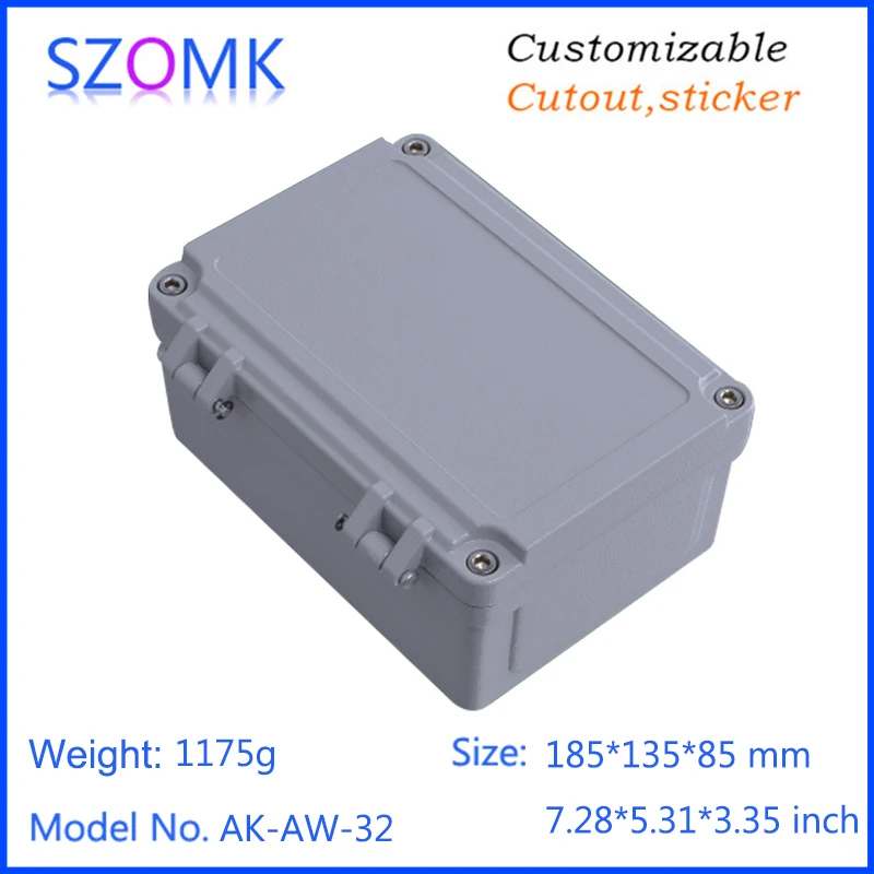 1 Piece 185*135*85mm die cast aluminum project enclosure hinged waterproof electronics controller shell instrument box