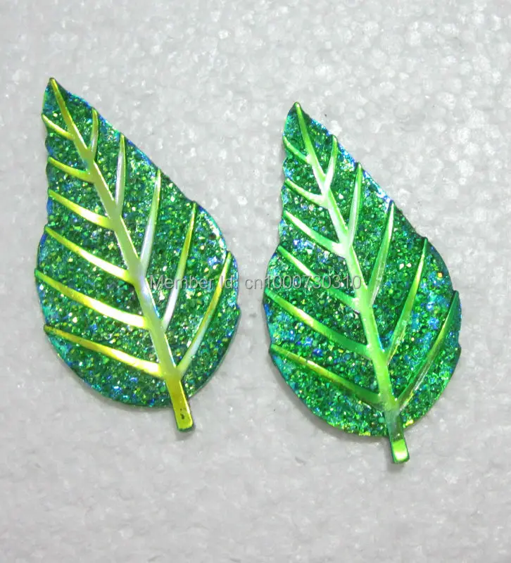 New 10pcs Resin AB color Leaf FlatBack Appliques/wedding DIY craft -C153