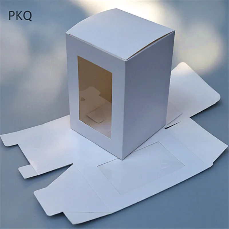 Gift White Paper Boxes With Clear Pvc Window, Blank Specialty Food Products  Toy Handicraft Underwear Packaging Carton