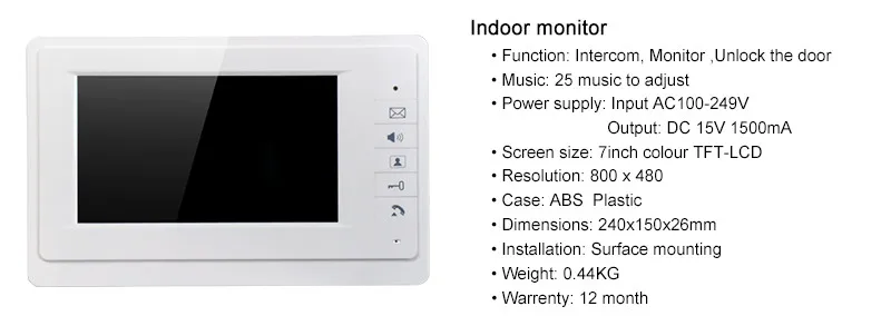 7 Inch Monitor 1V4 Id-kaart Toegangscontrole Video Deurtelefoon V70F-530