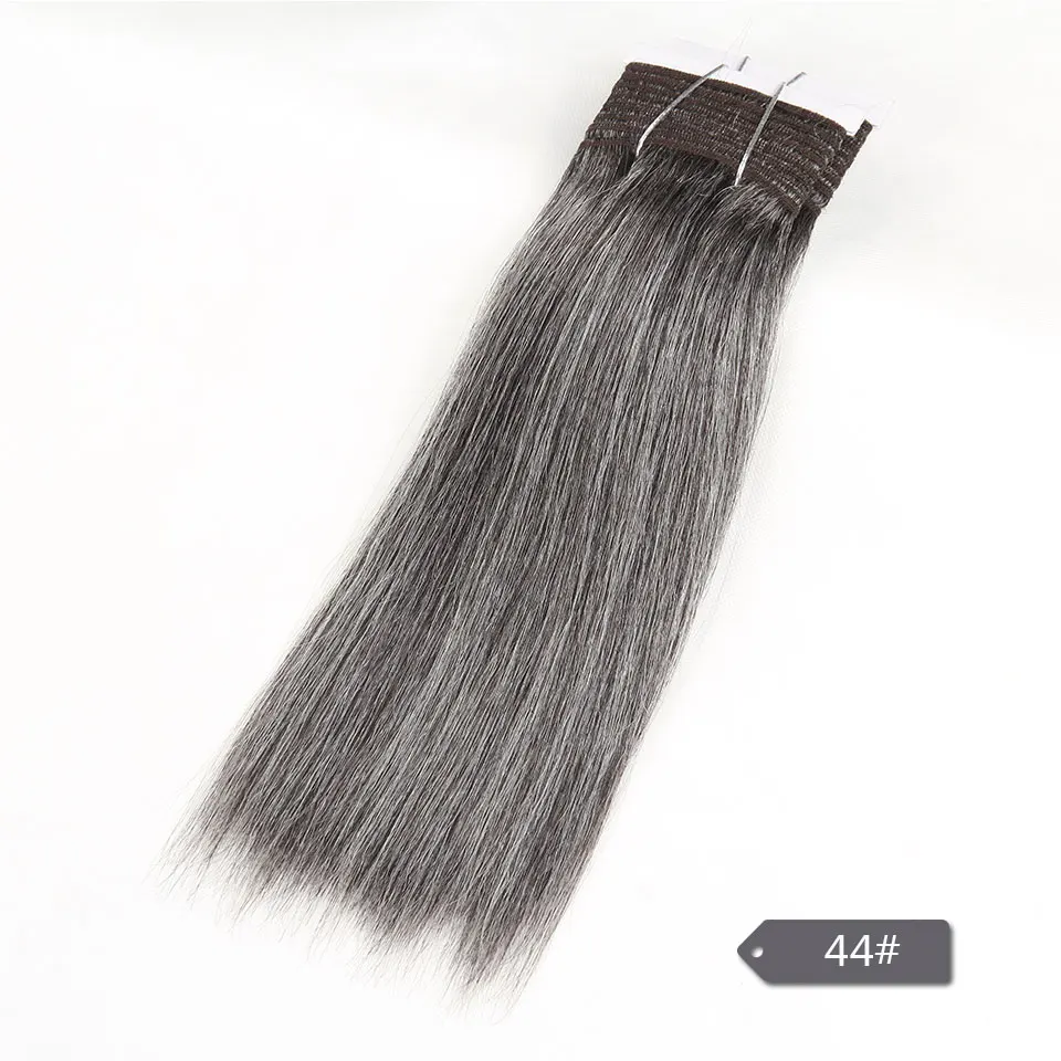 Strak haar Peruaans dubbelgetrokken Remy menselijk haar geweven kort Yaki recht # 44 # 34 # 51 # 280 pianogrijze mix kleurbundels - afbeelding 1