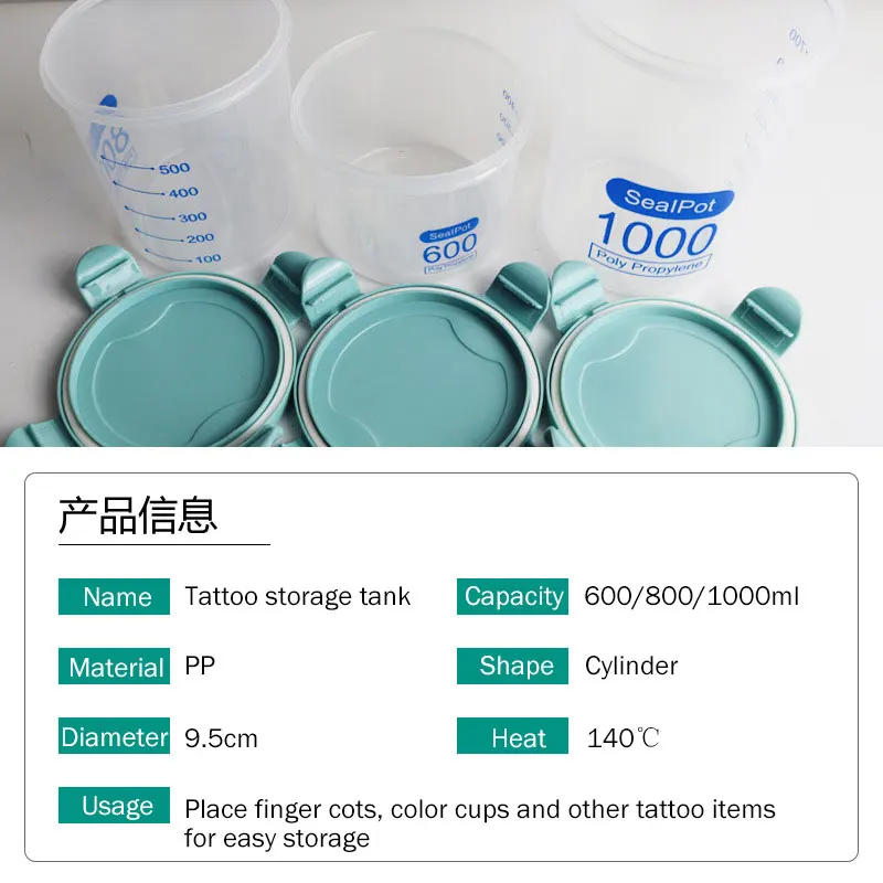 Permanent Makeup Storage Box Tattoo Sealpot Cotton Jars Plastic Pot Garbage Container For Tattoo Needle Ring Cup Supplies