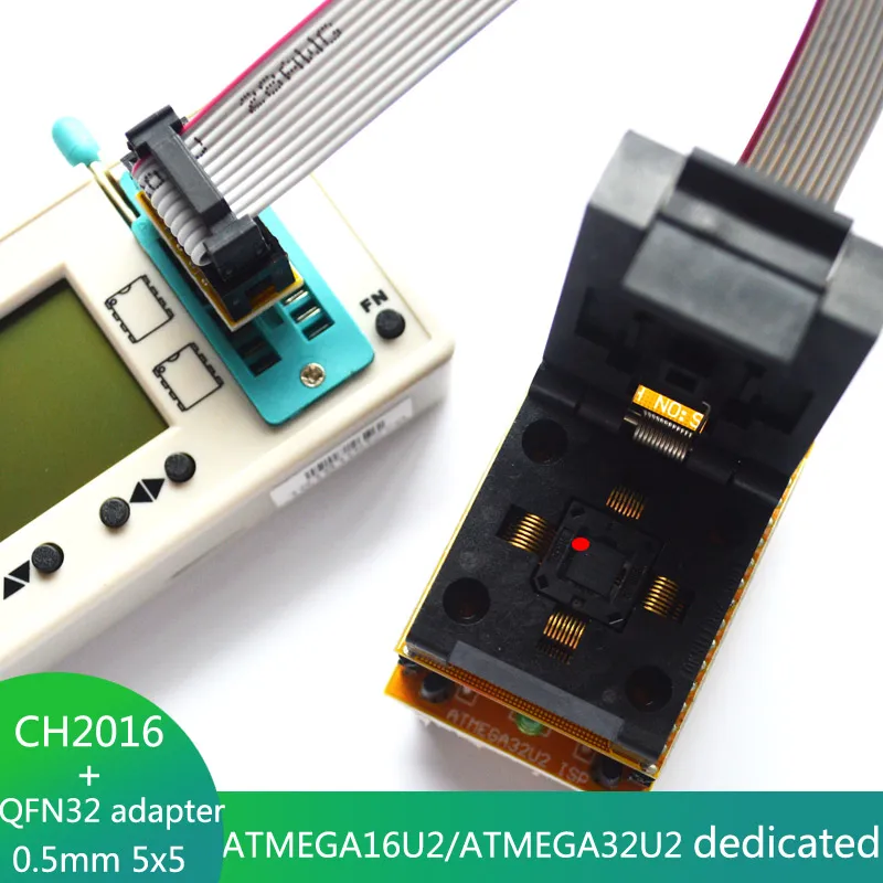 CH2016 Thông Minh USB Tốc Độ Cao Lập Trình Viên + QFN32 Adapter WSON32 DFN32 MLF32 cho ATMEGA16U2 ATMEGA32U2 Lập Trình Viên