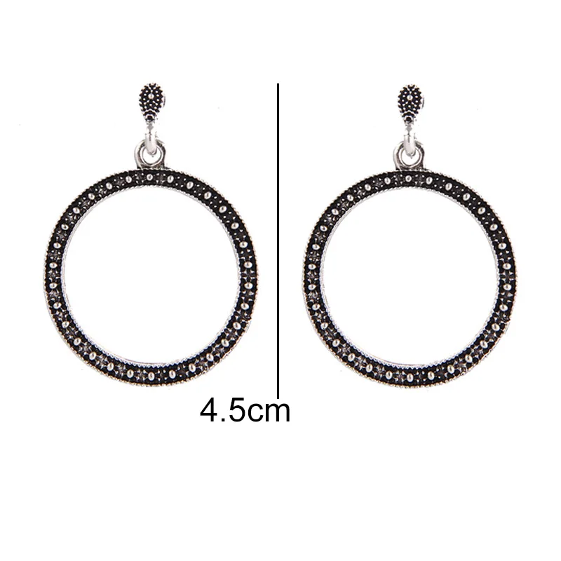 RscvonM Vintage Trendy Silver Color Hoop Earrings For Women Bohemian Statement Geometry Round Creole Earring Pierce Jewelry