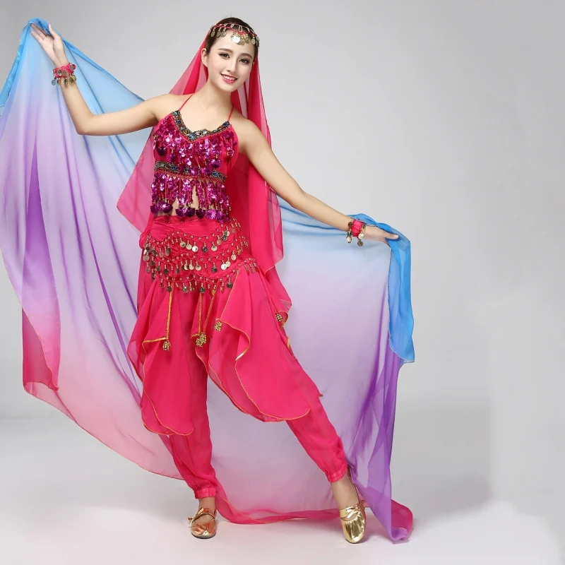 Belly เต้นรำเครื่องแต่งกายชีฟองเส้นด้ายผ้าพันคอ Belly Dance Veils Stage Performance Props SH98