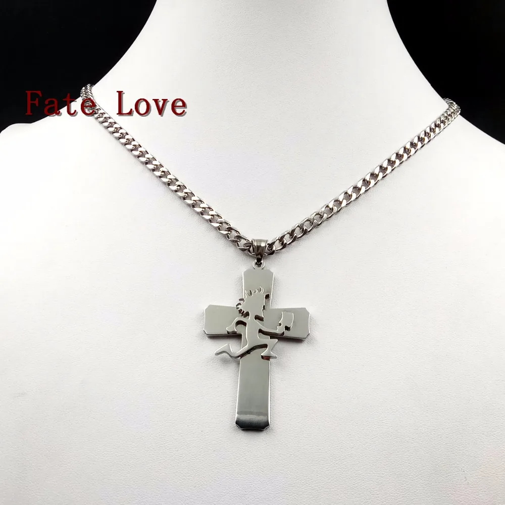 Fate Love Jewelry Large Cross Hatchetman Charm ICP Hatchet Man Pendant stainless steel Necklace Curb chain 4mm 24 inch