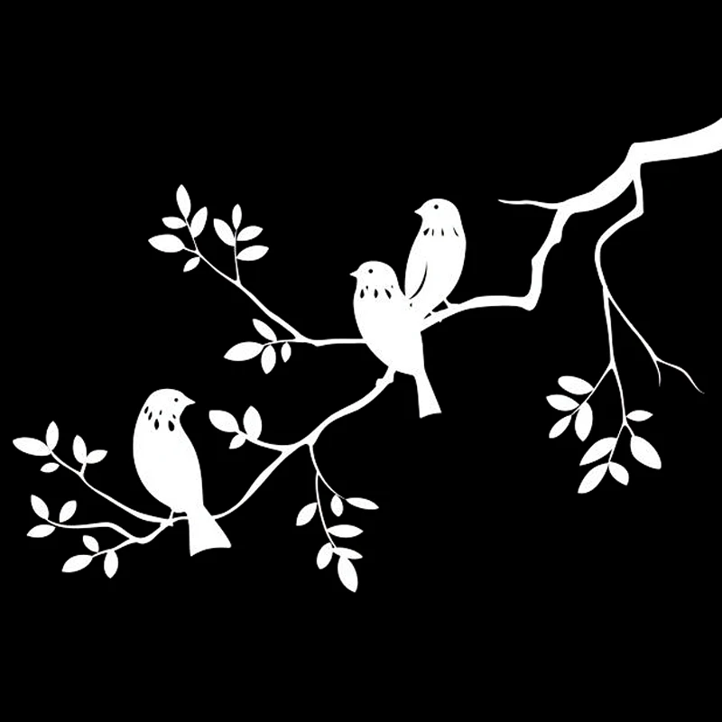 20X13.4CM Bird On Tree Branch Funny Vinyl Car Stickers Decal Black/Silver Car-styling S6-2502