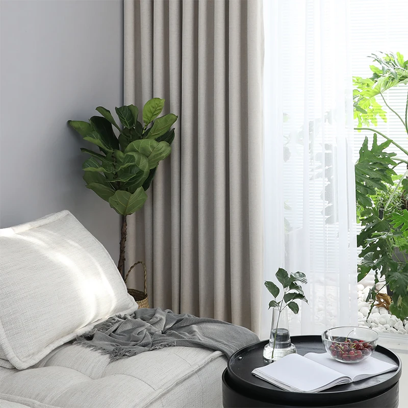 CITYINCITY solid 100% blackout Curtain For Living room Home Decor thick Faux linen Curtains for Bedroom ready made custom made