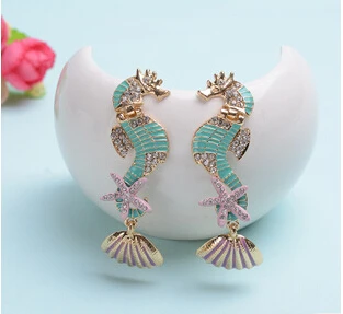Women\'s fashion brand new arrival gorgeous colourful sea horses earrings