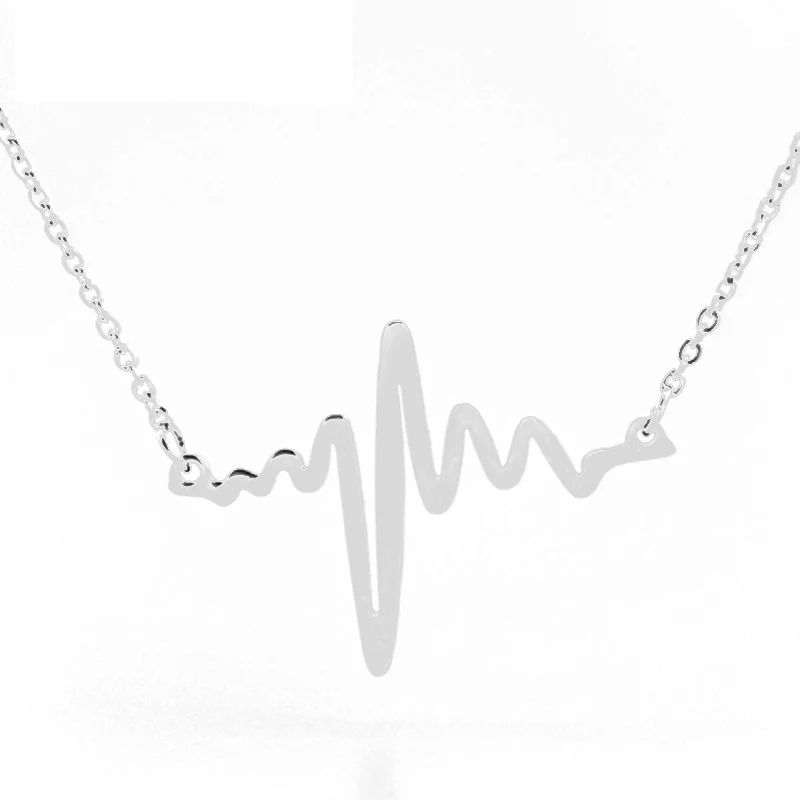 

Simsimi Brand Mini Heartbeat Necklace Women Stainless Steel Pendant Origin Fashion Necklaces For Jewelry Gift 10pcs