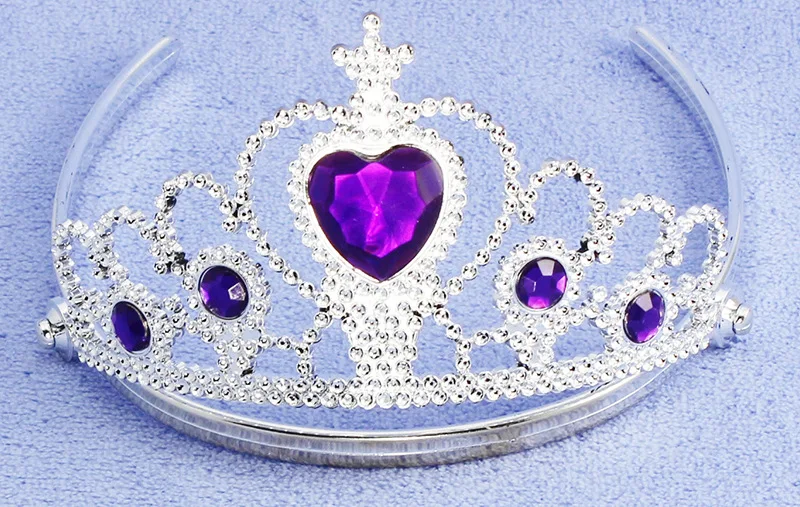 3pcs/set NEW Baby Girls Presents The First Purple Teardrop Amulet Pendant PU Leather Necklacs Tiara Crown Magic Wand Jewelry Set image 4