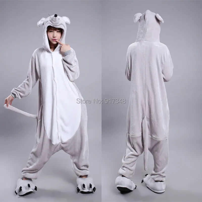 Ratte Mäuse Maus Kostüm (keine sliper enthalten) für Erwachsene Cartoon Tier Cosplay Onesies Pyjamas Jumpsuit Hoodies für Halloween