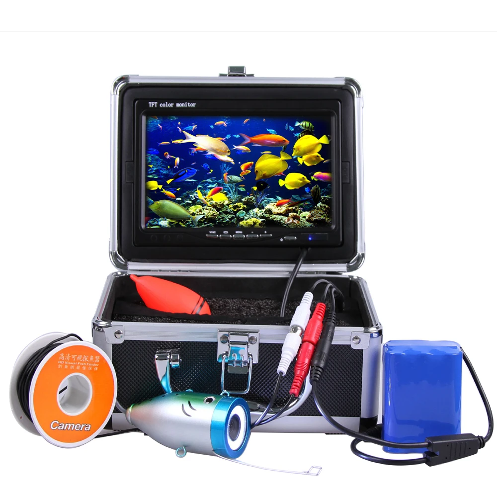 Kit de caméra de pêche sous-marine avec câble de 30 mètres de profondeur et moniteur LCD de 7 pouces, avec fonction DVR, Menu OSD et boîtier en aluminium solide