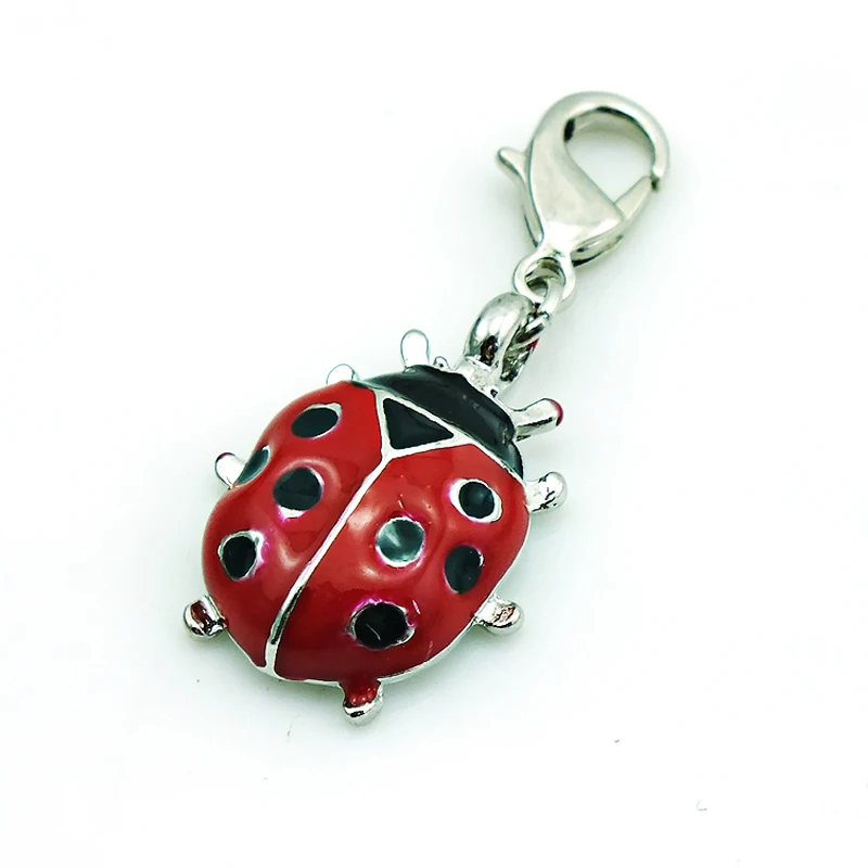 JINGLANG Fashion Lobster Clasp Charms Dangle Red Alloy Ladybug Charms DIY Pendants For Boys Jewelry Making Accessories