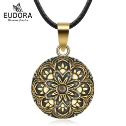 Eudora 20mm Copper Bronze Color Flower Mexican Bell Harmony Bola Ball Pendant Necklace for Pregnancy Women Vintage Jewelry B331