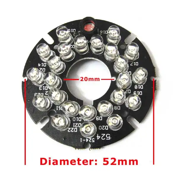 24 LEDs 5mm Infrared 90 Degrees Bulbs 850nm IR Board Illuminator For CCTV Camera