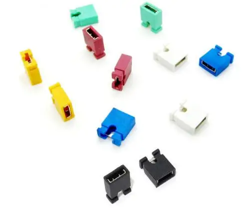 100PCS Pitch 2.54mm Pin Header Shorting Cap Jumper Cap Short Block Black Yellow Red Blue Green White