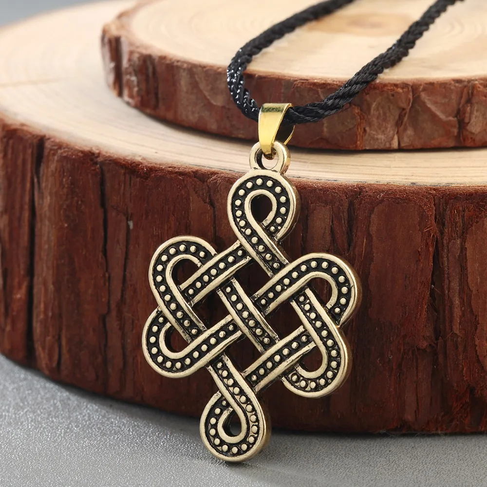 Cxwind Antique Bronze Charm Chinese Knots Cross Pendant Necklace Infinity Irish Knot Necklaces Viking Punk Choker Jewelry