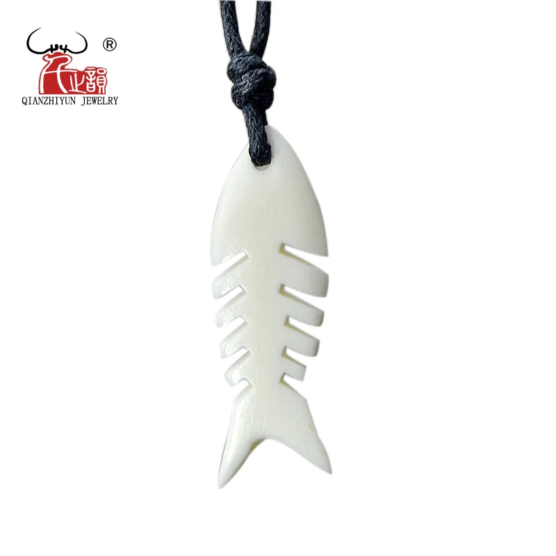 GX073 Hawaii jewelry Primitive tribes Choker Handmade Carved fishbone necklace woman yak bone pendant necklaces of surfing